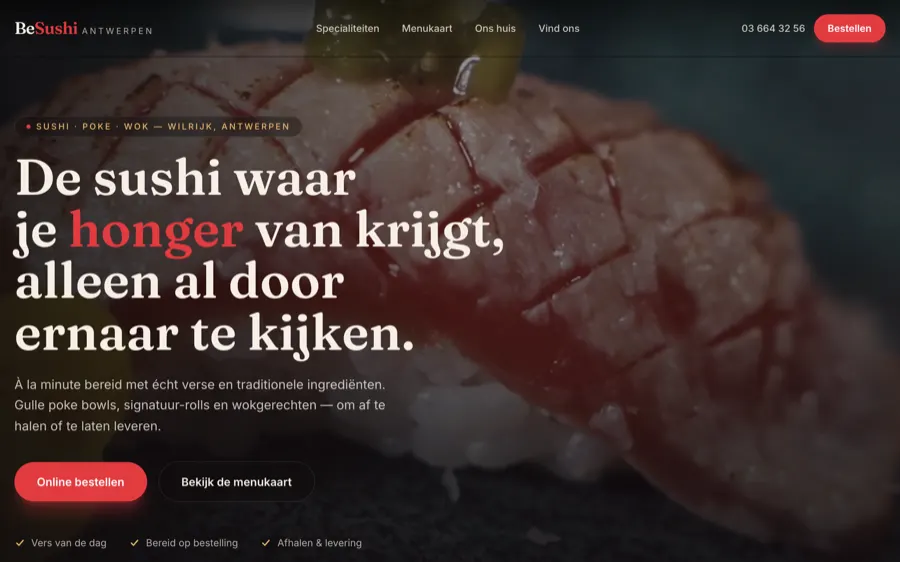 Website BE Sushi — sushirestaurant Antwerpen