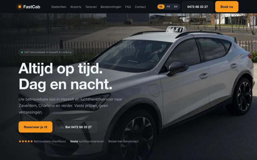 Website FastCab — taxi Hasselt