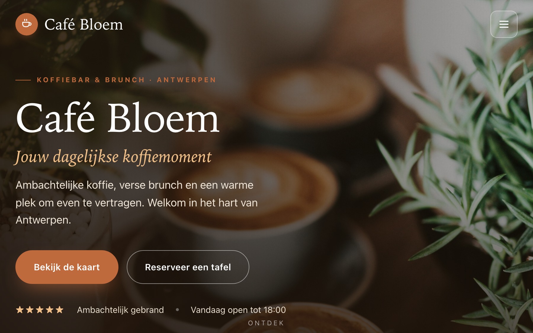 Exemple de site web café réalisé par Obreon