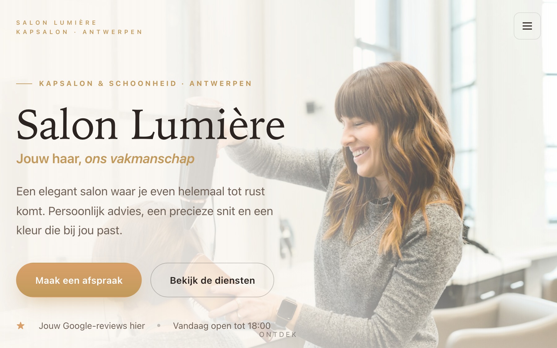 Exemple de site web coiffure réalisé par Obreon