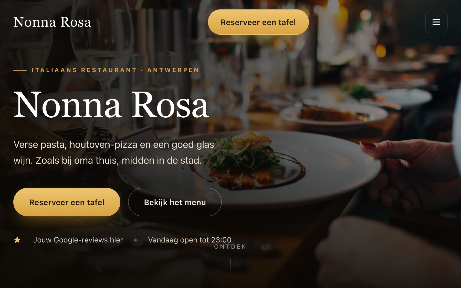 Exemple de site web restaurant réalisé par Obreon