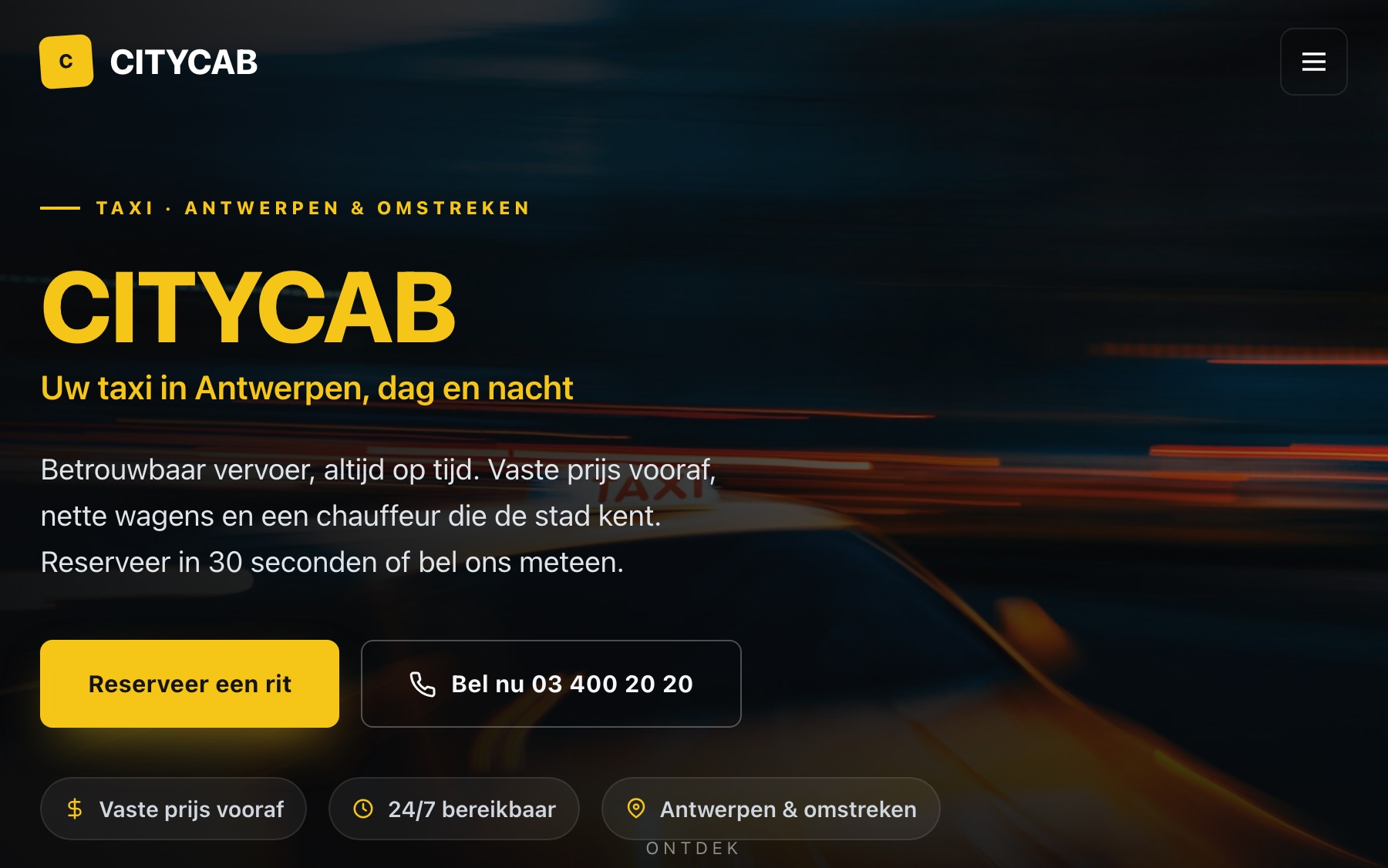 Exemple de site web taxi réalisé par Obreon