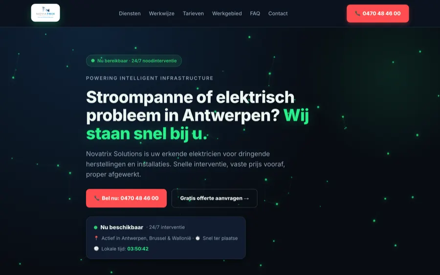 Website Novatrix Solutions — elektricien Antwerpen