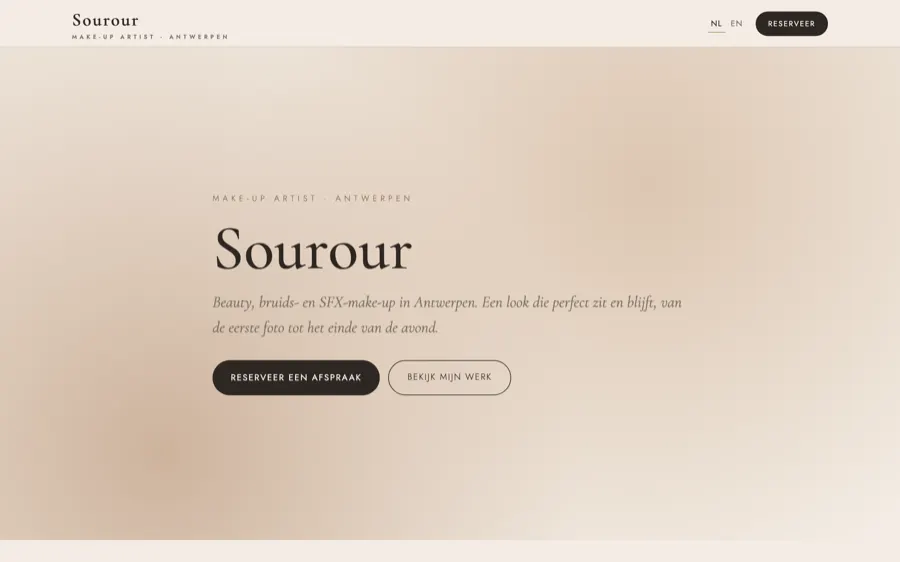 Website Sourour MUA — make-up artist Antwerpen